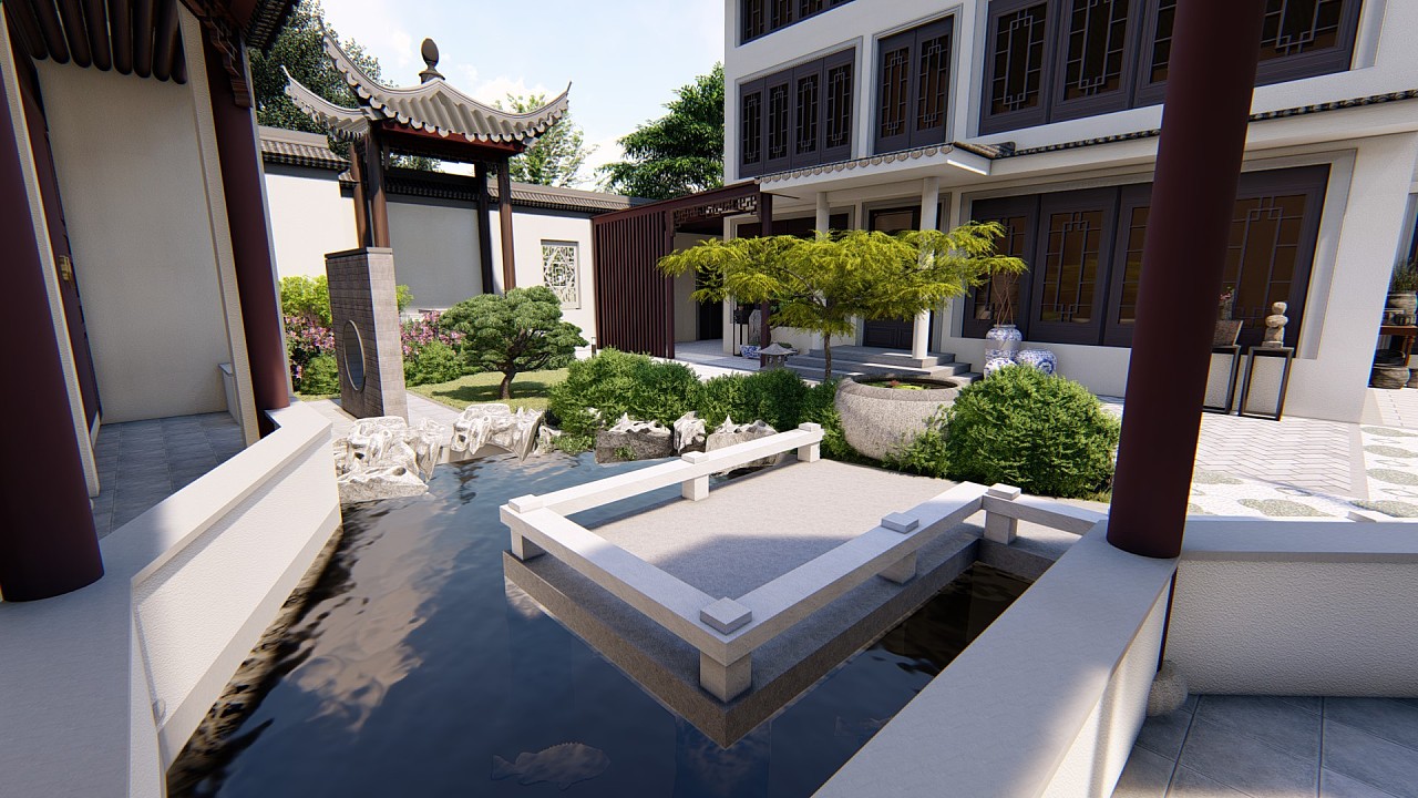 中式庭院景观设计|空间|景观设计|张笑文字_原创作品-站酷zcool