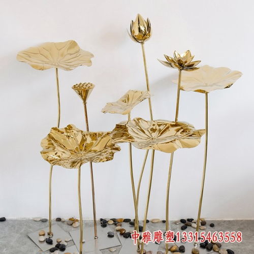 不锈钢植物荷花雕塑 宜春白钢雕塑荷花厂