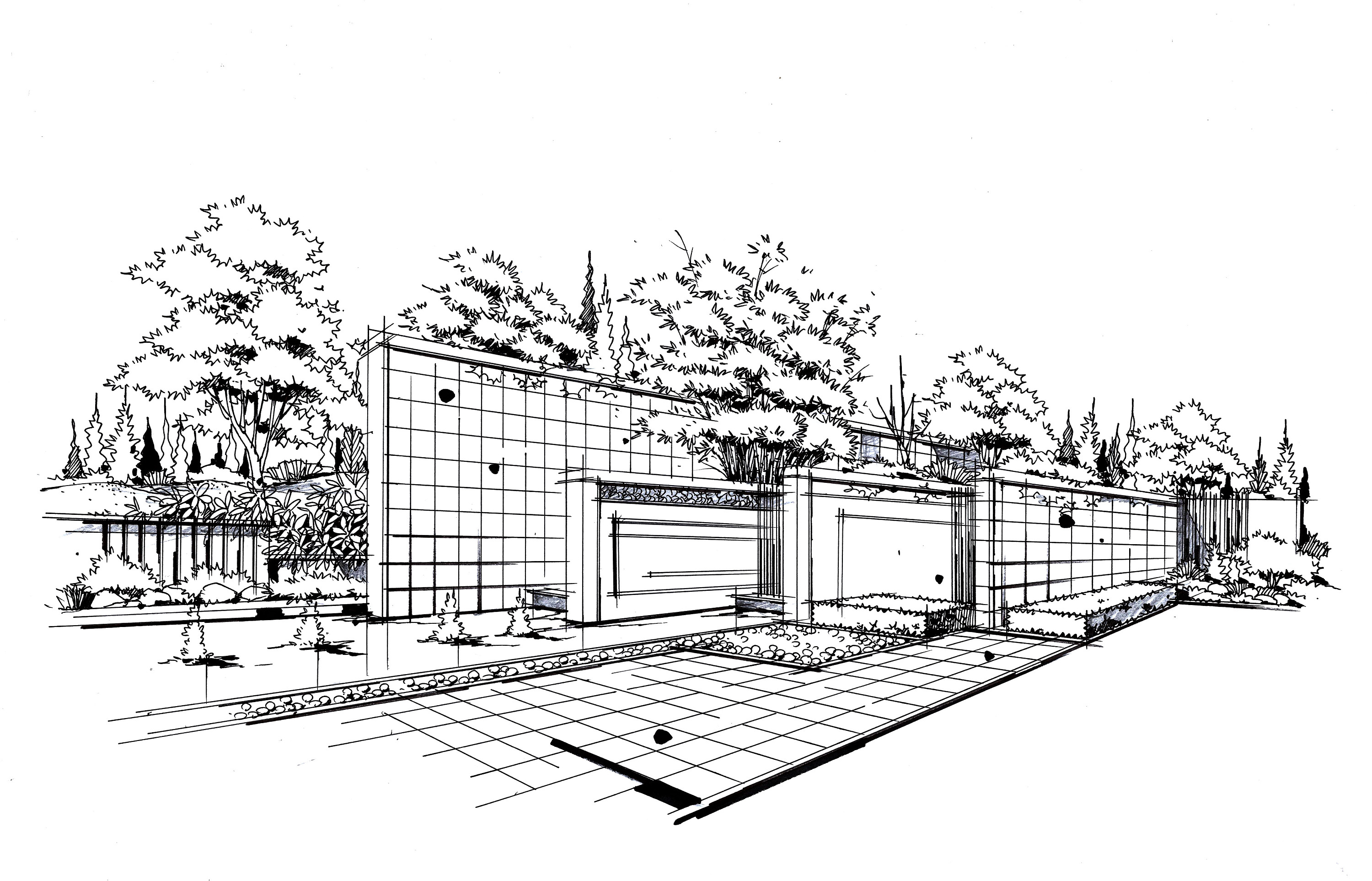 园林景观手绘 纯艺术与钢笔画的美学融合——以晋绘小威园林设计为例